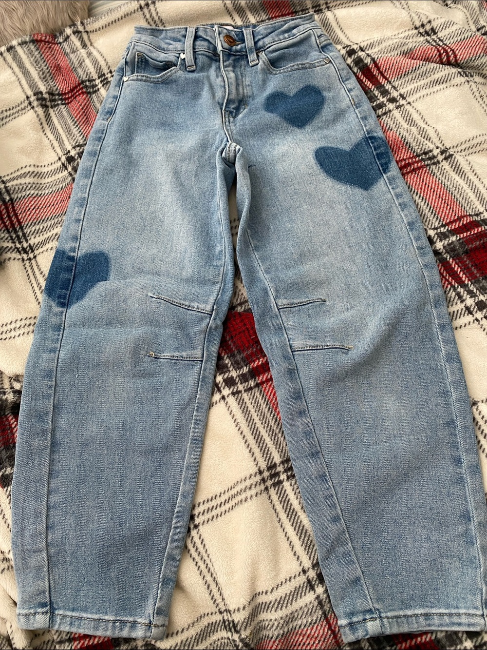 YMI Light Blue Kids Jeans with Dark Blue Heart Patches